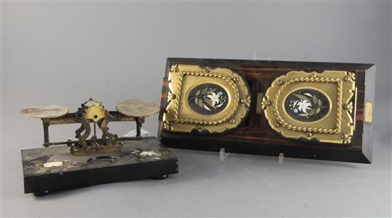 A Victorian gilt brass mounted hardstone inlaid coromandel book slide, late 19th century, by Betjemens,